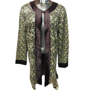 Hosanna Design USA Women's Beige/Brown/Gold Paisley Satin Lined Long Sweater OS